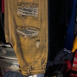 Distressed Tan Jeans
